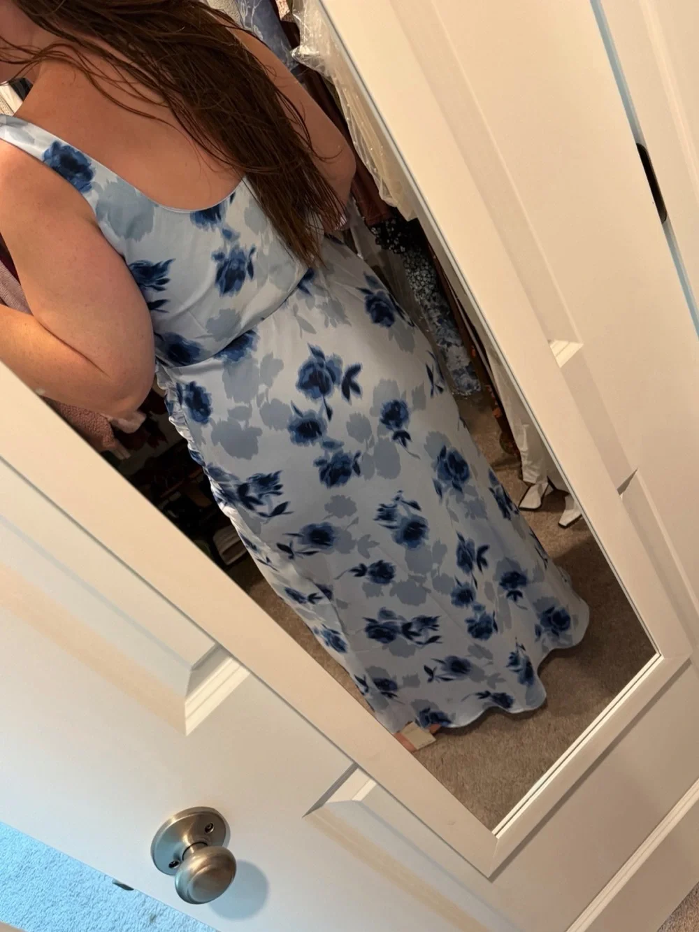 Abercrombie & Fitch Light Blue Floral Cowl Neck Maxi Dress